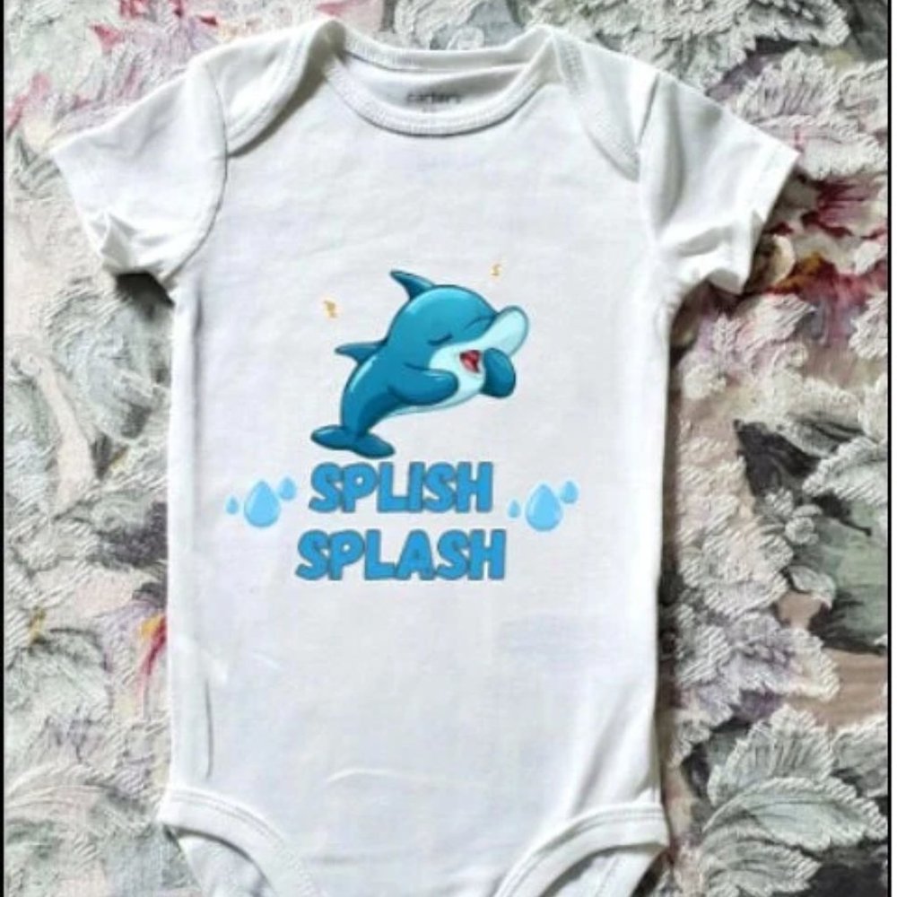 Cute Dolphin Splish Splash 100% Cotton Onesie | Multiple Sizes | Style D